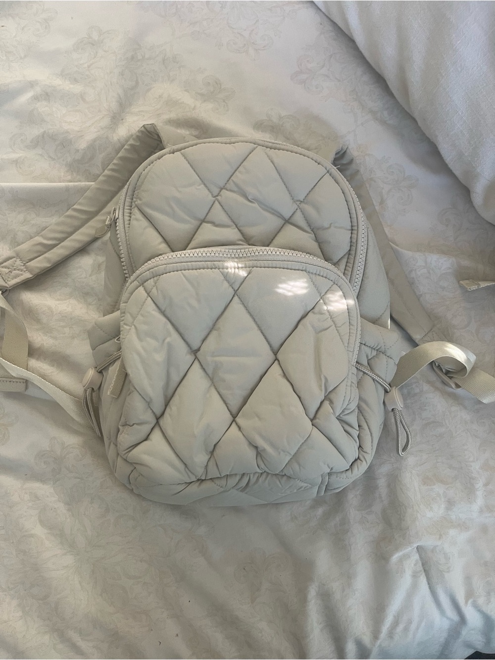 Vera Bradley Quilted Mini Backpack in Cream
